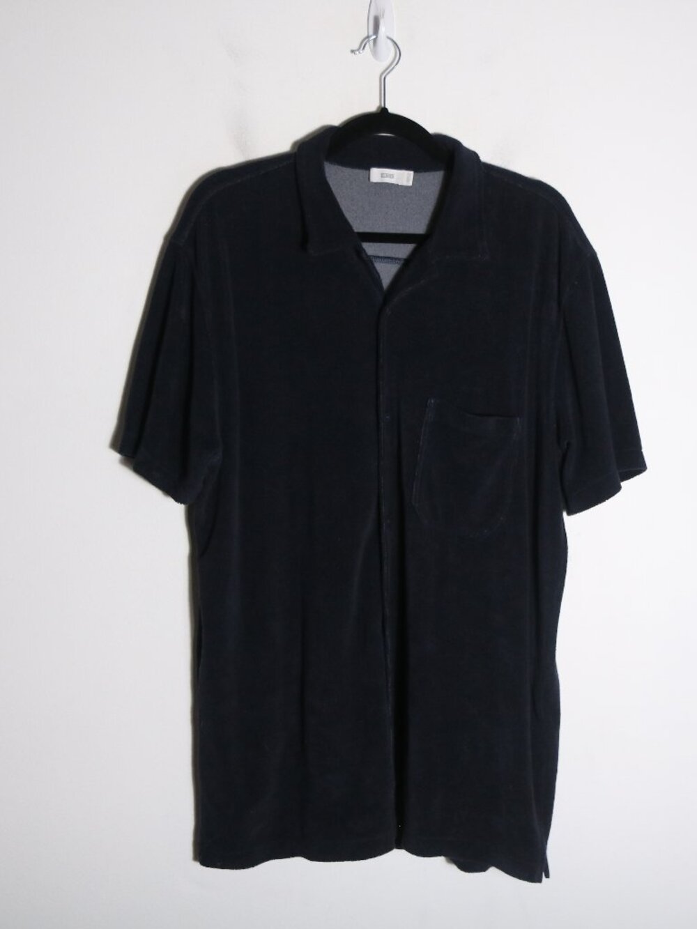 Closed Navy Terry‎ Towelling Resort Shirt Mens Large Short Sleeve Button Down